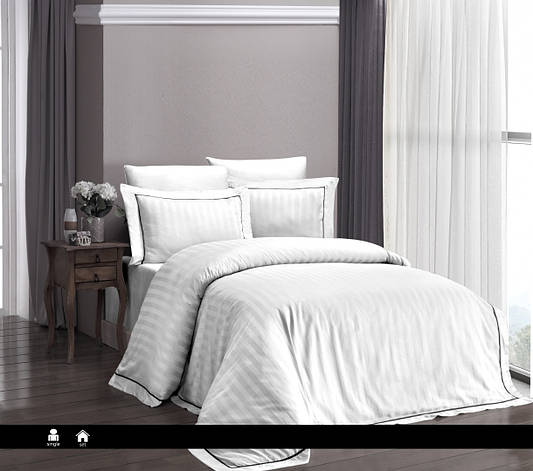 Постільна білизна First Choice Satin Deluxe Євро - Novel Line White, фото 1