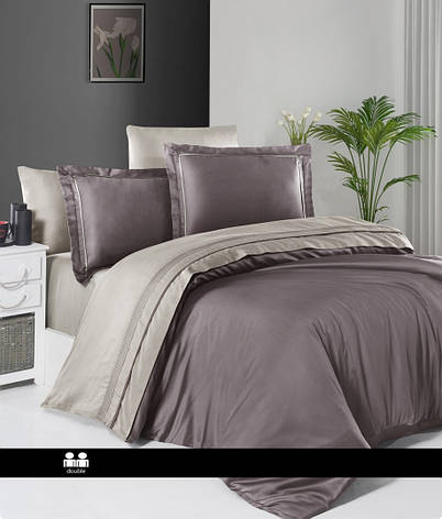 Постільна білизна First Choice Satin Deluxe Євро - Serenity Lilac & Beige, фото 1