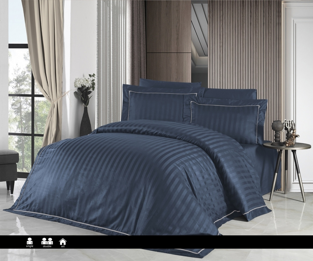 Постільна білизна First Choice Deluxe Satin Dark Series Євро - Novel Line Denim