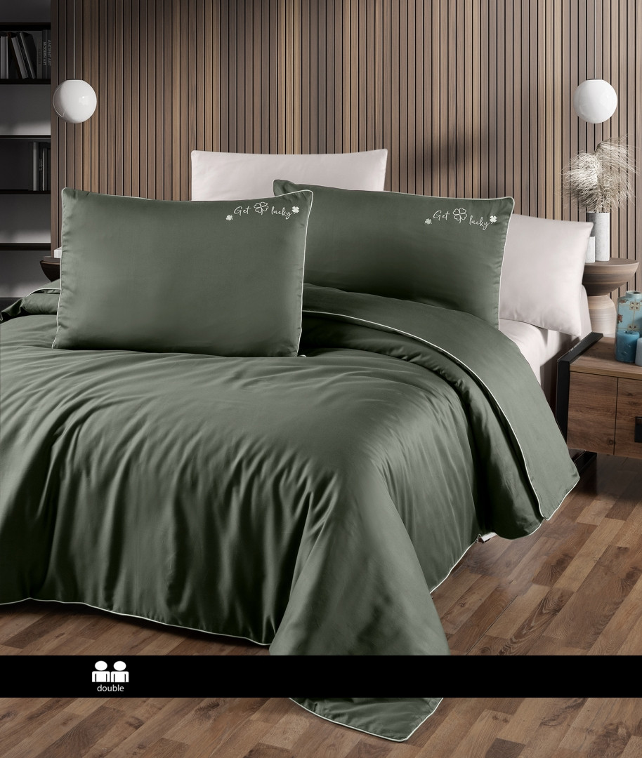 Постільна білизна First Choice Deluxe Satin Dark Series Євро - Timeless Dark Green