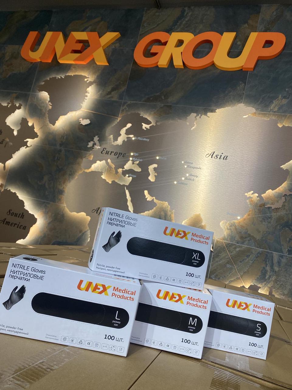 Рукавички нітрилові Чорні Unex розмір S 100 шт./пач. від 1000 грн доставка безплатна