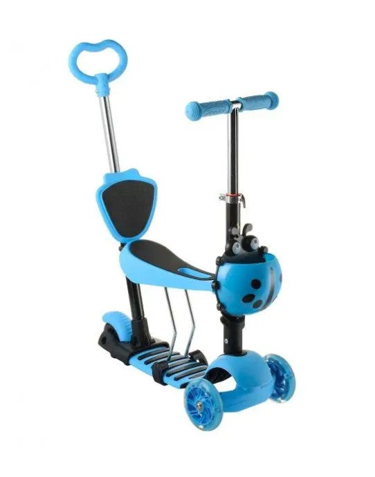 Самокат із сидінням та ручкою  5 в 1 Scooter блакитний