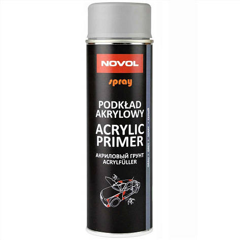 Акриловий ґрунт-наповнювач спрей сірий Novol Acrylic Primer Grey 500мл, фото 2