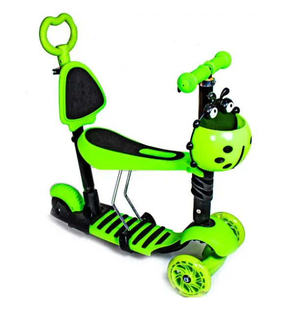 Самокат із сидінням та ручкою  5 в 1 Scooter зелений