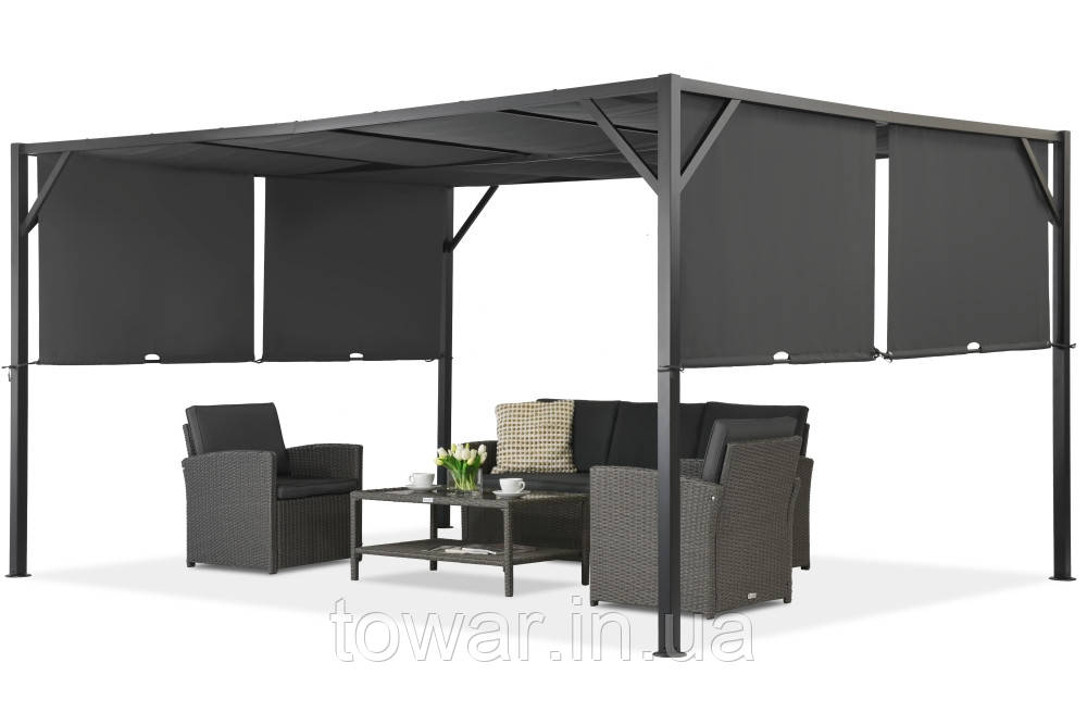 Металева альтанка для тераси Santorini 3 x 4 м кремового кольору Garden Point