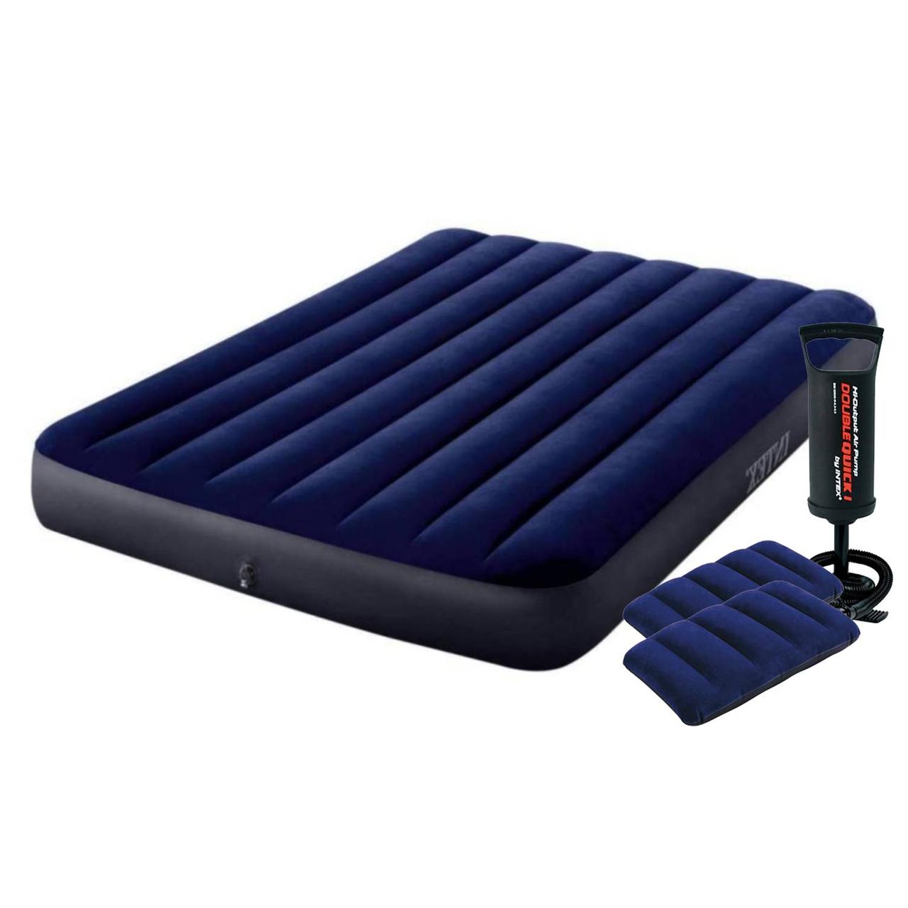 Надувний матрац Intex 64758-2, 137 x 191 x 25 см, із двома подушками, насосом. Полуторний, фото 1