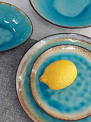 Набір 6 обідніх керамічних блакитних тарілок Хмари 20.5