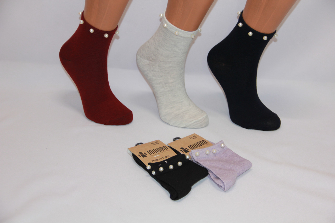 Жіночі шкарпетки з бавовни з перлами ФКЗ код 0310 36-40 асорті