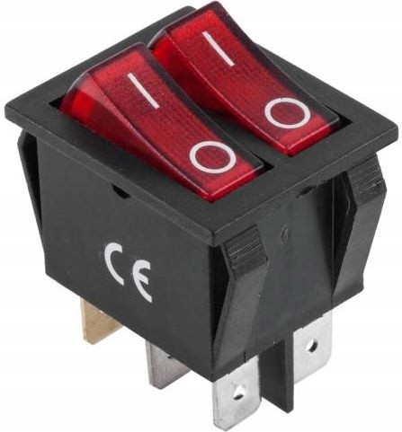 Кнопка перемикач подвійний з підсвіткою IRS-2101-1A червоний 6pin 15A