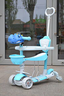 Самокат 5в1 Best Scooter P з додат. колесами, блакитний