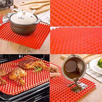 Силиконовый антипригарный коврик-противень для запекания, духовки и гриля PYRAMID PAN Красный