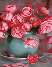 Комбінована Алмазна мозайка 40*50 "Чайні троянди" №1181, Brushme