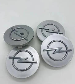 Ковпачок — заглушка диска Opel 55/60 мм сірі (к-т 4 шт.) з кільцем під оригінал