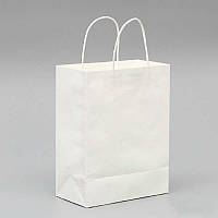Пакет для подарунка з ручками крафт білий 15х22 см