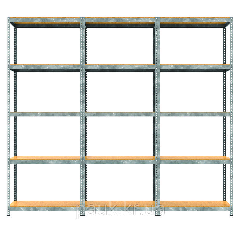 Полочный стеллаж 1800х2700x300 тройной оцинкованный, металлический стеллаж Light, складской стеллаж с полками - фото 3 - id-p1833745752
