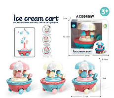 Заводна іграшка HY-711 (144 шт.) візок з морозивом, 12 см, їзду, 3 кольори, в кор-ку, 14-12,5-9 см
