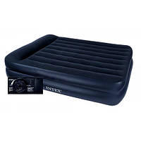 Двухъярусный одноместный надувной матрас для отдыха и сна 191х99х42 см Intex 64122 черная кровать надувная