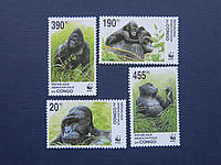 4 марки Конго ДР 2002 фауна обезьяна горилла WWF MNH КЦ 12 $