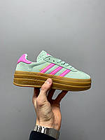 Жіночі Кросівки Adidas Gazelle Bold Pulse Mint Pink мінт адідас газель гуччі замша