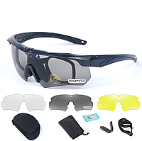Тактичні захисні окуляри ESS Crossbow Polarized з 3 лінзами та діоптрією (Чорний)