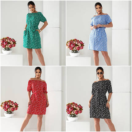 Сукня софт з короткими рукавами по коліна розміри батал, фото 1