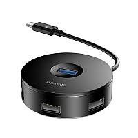 ЮСБ Хаб розгалужувач USB Hub Baseus Type-C на 1xUSB3.0 + 3xUSB2.0 (чорний) 12см