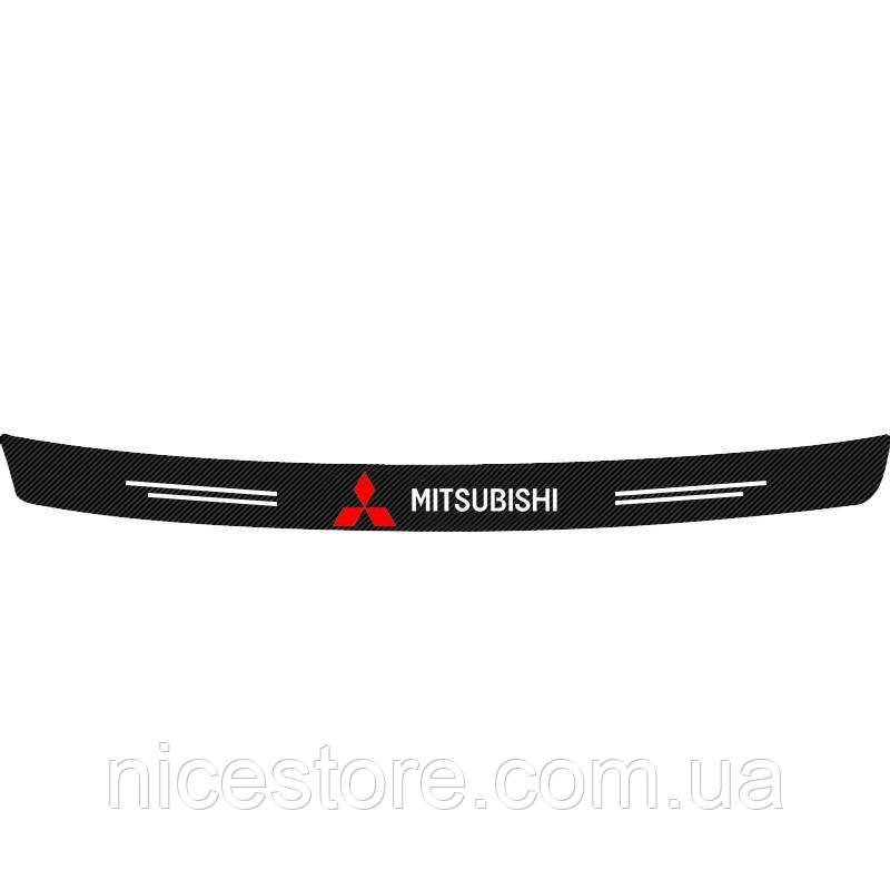 Наклейка на задній бампер заокруглена карбонова Mitsubishi всі моделі та інші марки автомобілів 90х7см, фото 1