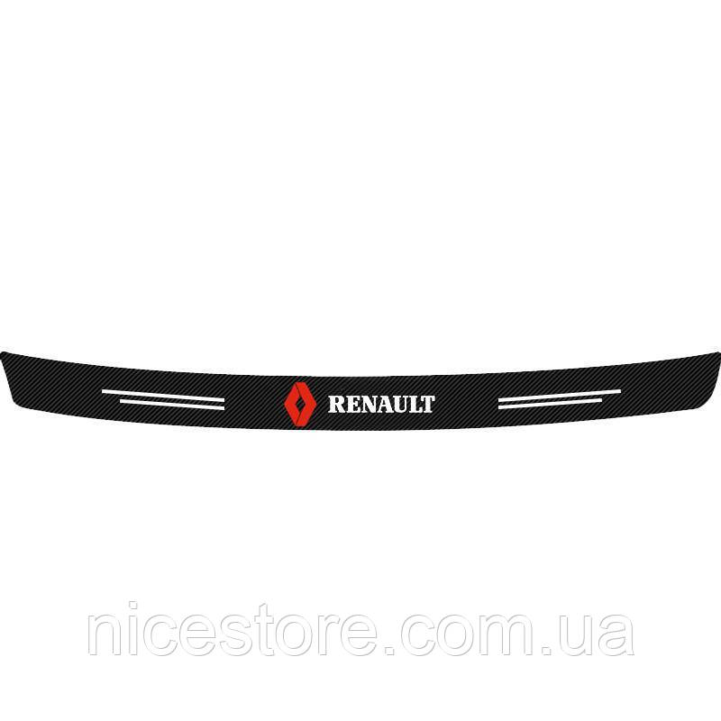 Наклейка на задній бампер заокруглена карбонова Renault всі моделі та інші марки автомобілів 100х10см, фото 1