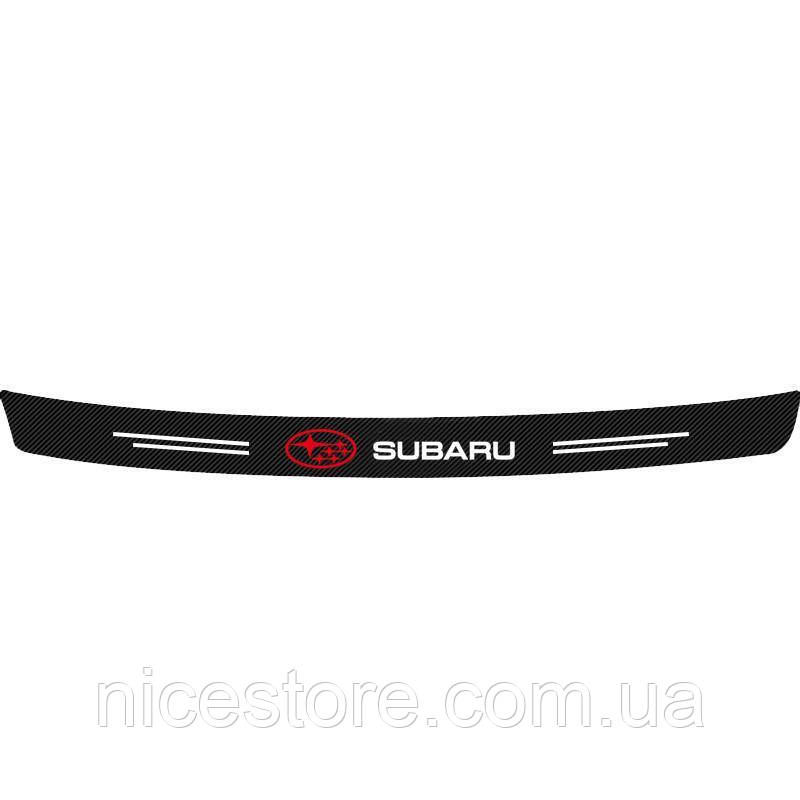 Наклейка на задній бампер заокруглена карбонова Subaru всі моделі та інші марки автомобілів 90х7см, фото 1