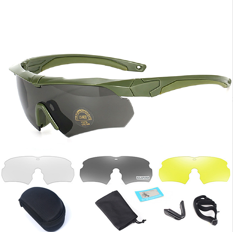 Тактичні захисні окуляри ESS Crossbow Polarized з 3 лінзами та діоптрією (Чорний), фото 1