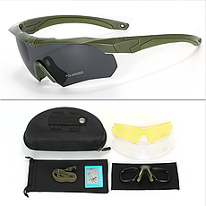Тактичні захисні окуляри ESS Crossbow Polarized з 3 лінзами та діоптрією (Чорний), фото 3