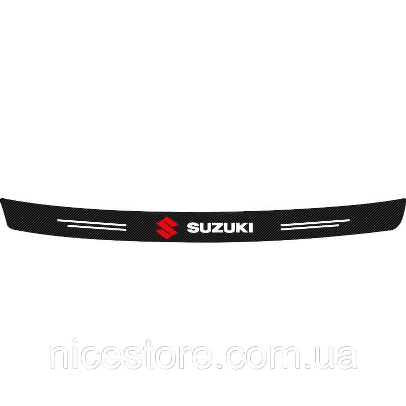Наклейка на задній бампер заокруглена карбонова Suzuki всі моделі та інші марки автомобілів 100х10см, фото 1
