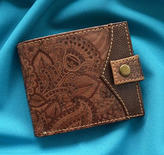 Гаманець подвійного додавання на кнопці "Менді" з натуральної шкіри ручна робота