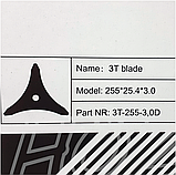 Ніж для мотокоси бензокоси тримера трилопатевий DOLMAR 3t 255mm*3mm*25,47m інструментальна сталь, фото 9