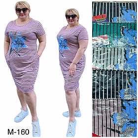 Жіноча сукня №М160 р.4XL,5XL,6XL (50-58) мікс кольорів з кишенями