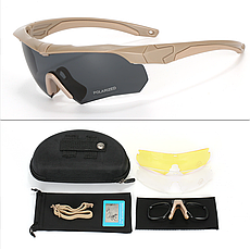 Тактичні захисні окуляри ESS Crossbow Polarized з 3 лінзами та діоптрією (Чорний), фото 3