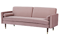 Современная софа раскладная на ножках Оливия розовая Vetro Mebel, удобный спальный диван клик-кляк в гостиную