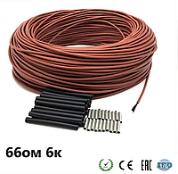 60 метров 66 Ом/м. Нагревательный карбоновый кабель 6К в силиконовой изоляции