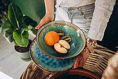 Набір 6 керамічних блакитних салатників Хмари 27 см