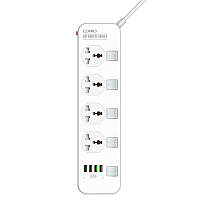 Подовжувач мережевий Ldnio SC4408 |2500W, 2m EU plug, 4USB, 4 Sockets 3.4A|