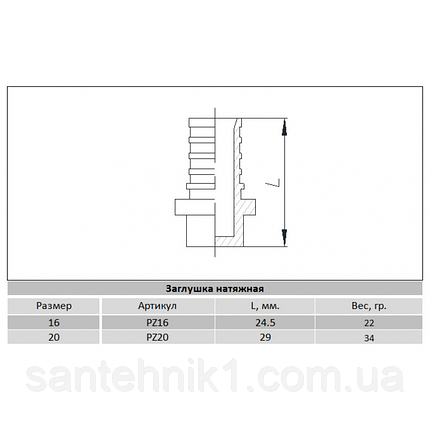 Заглушка натяжна 16 Raftec PZ16, фото 3