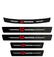 Наклейки на пороги та задній бампер заокруглена карбонові з логотипом Honda всі моделі та інші марки автомобілів