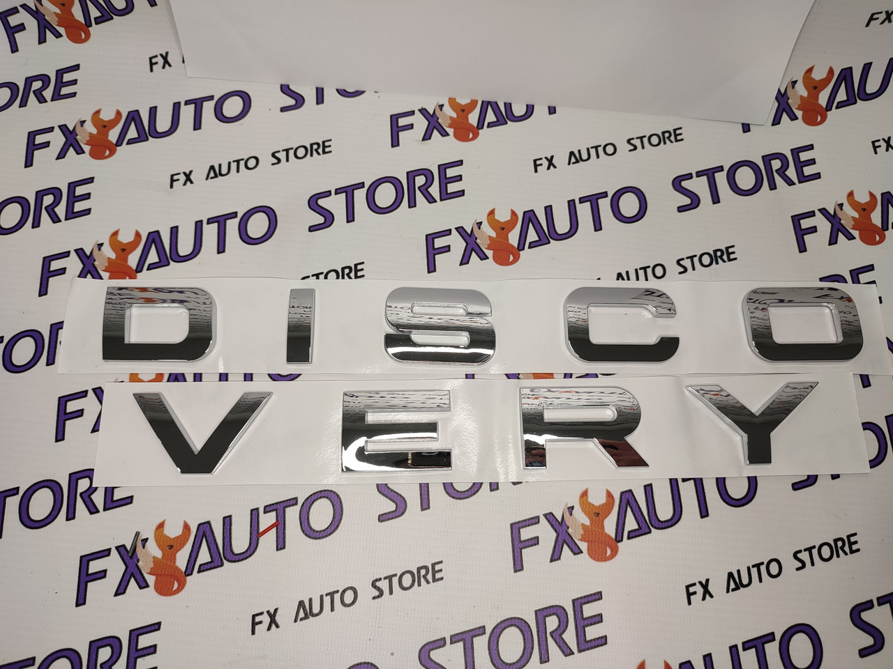 Емблема шильдик логотип букви напис DISCOVERY ХРОМ 700 X 35 мм для LAND ROVER