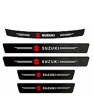 Наклейки на пороги и задний бампер округленная карбоновые с логотипом Suzuki все модели style1