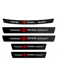 Наклейки на пороги та задній бампер заокруглена карбонові з логотипом Toyota всі моделі та інші марки автомобілів