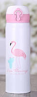 Термос-бутылка 500 мл металлический "Фламинго" вакуумная термокружка для кофе и чая термос