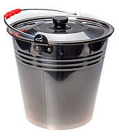 Відро із нержавіючої сталі 10 л. господарське з кришкою
