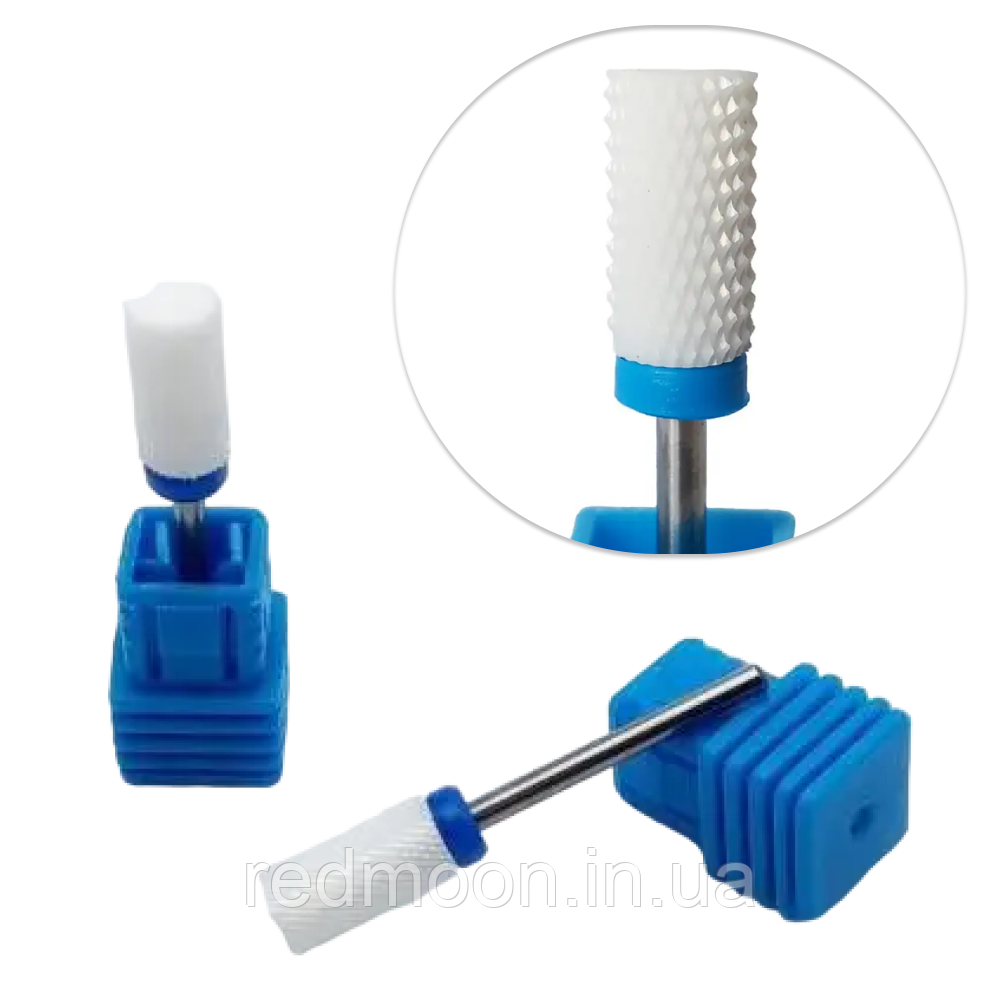 Фреза керамічна "Барабан" з синьою насічкою / Насадка для апаратного манікюру / Безпечна фреза, фото 1