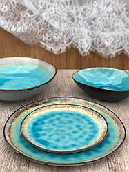 Набір 6 обідніх керамічних блакитних тарілок Хмари 27.5 см