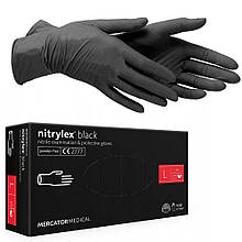 Нітрилові рукавички L, (4,2 гр.) Nitrylex Black, чорні одноразові неопудрені 100 шт.